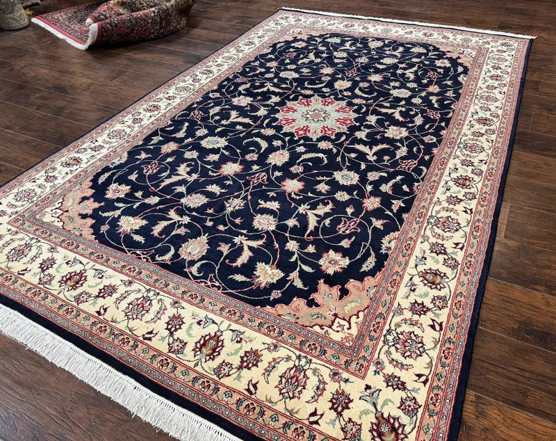 Navy Blue Pak Persian Rug 6x10, Floral Medallion, Traditional Persian Area Rug, Fine 240 KPSI by Jewel Rugs