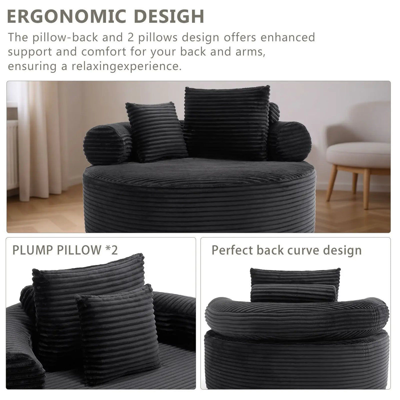 Round Sofa Bed With 3 Pillows For Living Room by HouseOfZazla