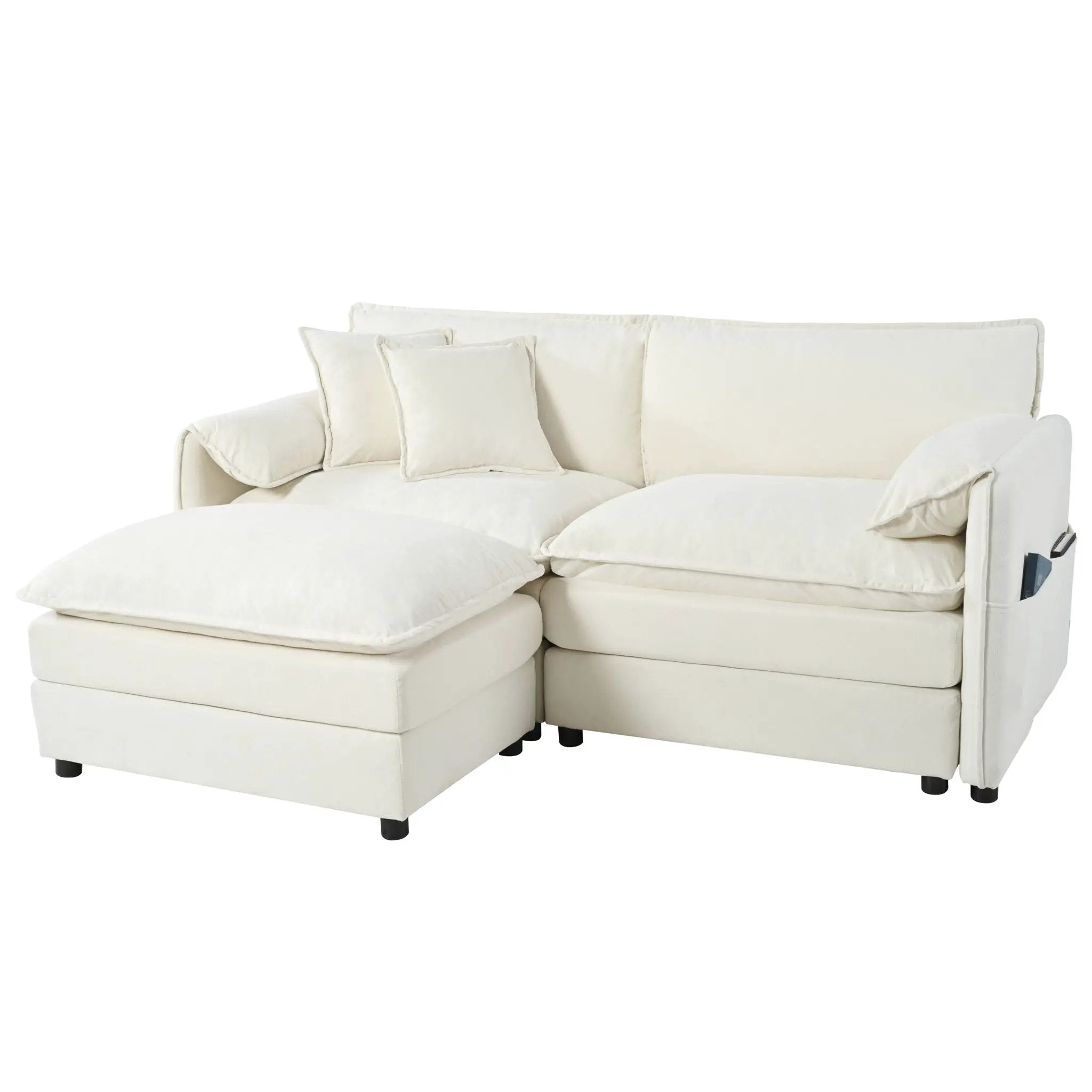 Modern Comfy Deep Seat Modular Sectional Sofa Cloud Couch With Ottoman by HouseOfZazla