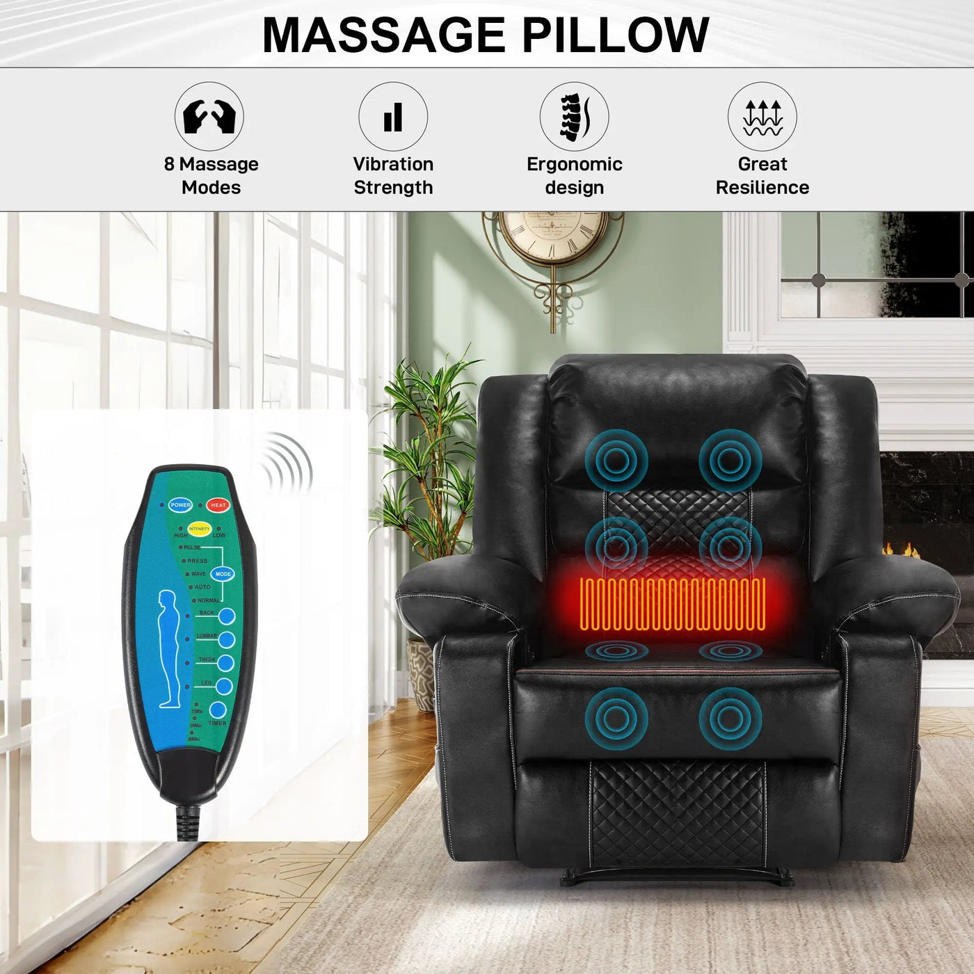 Breathable Massage Recliner Manual Chair by Unique Piece Furniture
