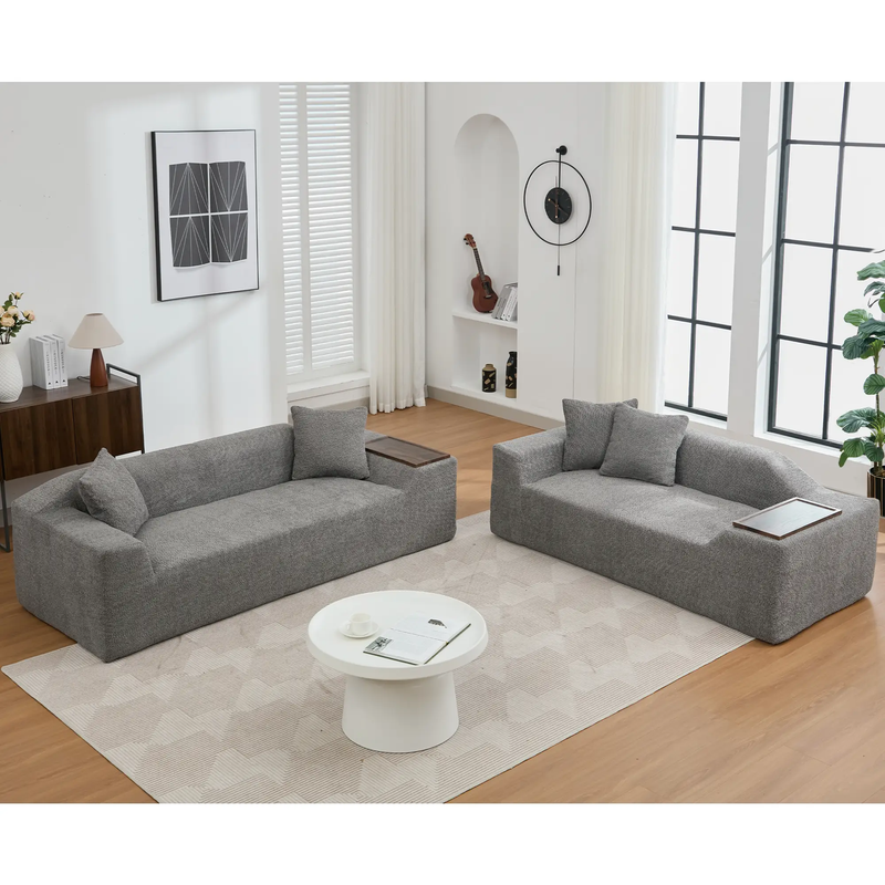 Modern 2 Piece Boucle Cloud Sofa Set by HouseOfZazla