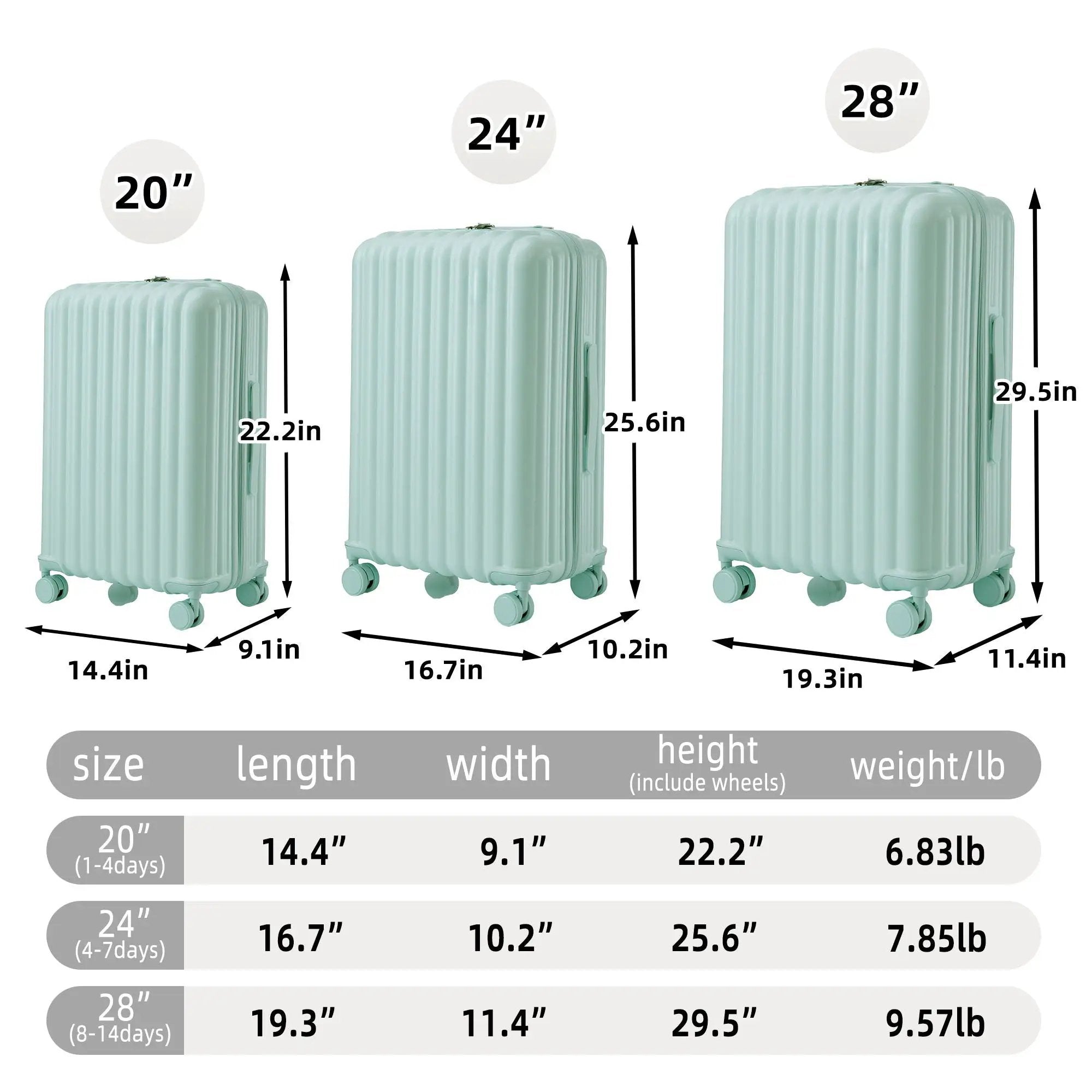 20" / 24" / 28" 3 Pieces / Set Spinner Wheel Luggage, Carry On Suitcase, With Cup Holder & USB Port & Phone Holder by HouseOfZazla