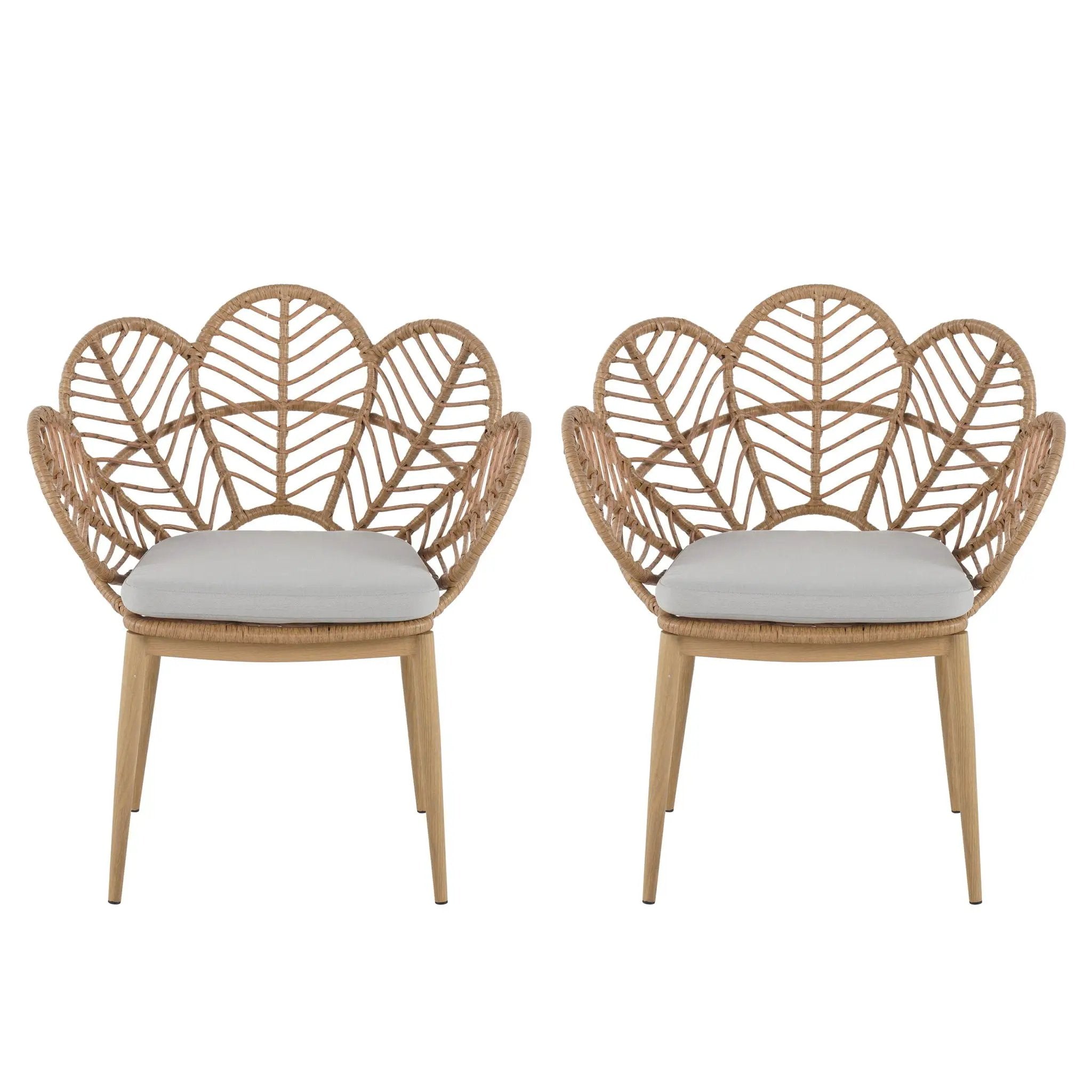 Kirk Outdoor Wicker Peacock Shape Papasan Style Chair Set of 2 by HouseOfZazla