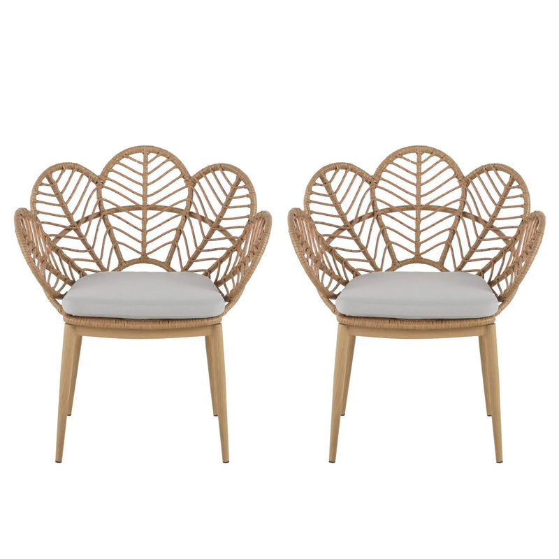 Kirk Outdoor Wicker Peacock Shape Papasan Style Chair Set of 2 by HouseOfZazla
