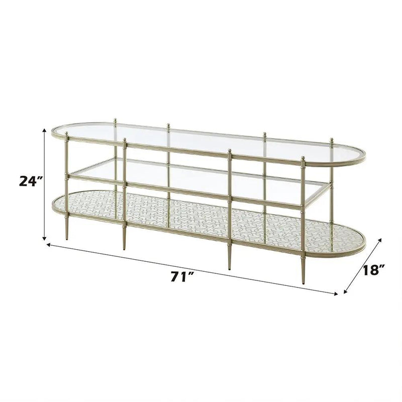 Zaba - TV Stand - Glass Top & Champagne by Unique Piece Furniture