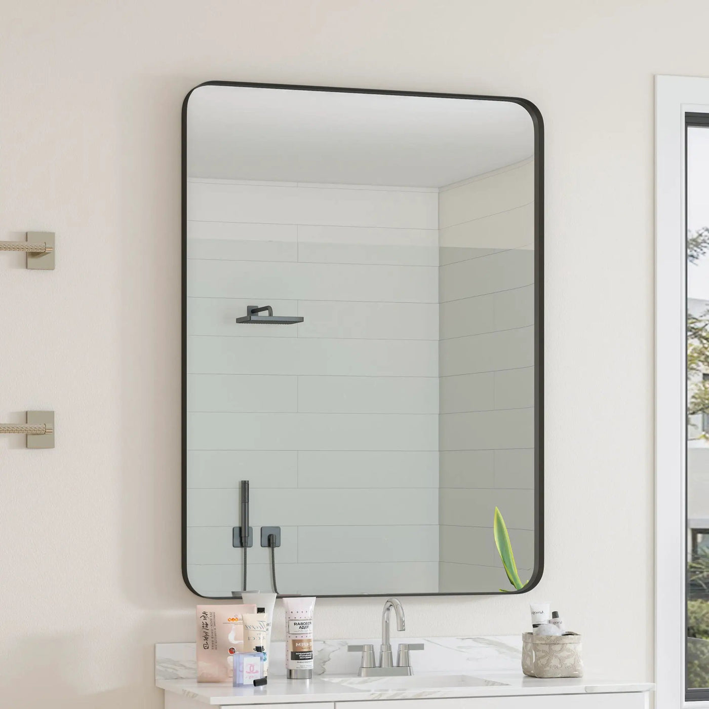Wall Mirror Rectangular Mirror Metal Framed Mirror Vanity Mirror Dressing Mirror, For Bathroom, Living Room, Bedroom by Unique Piece Furniture
