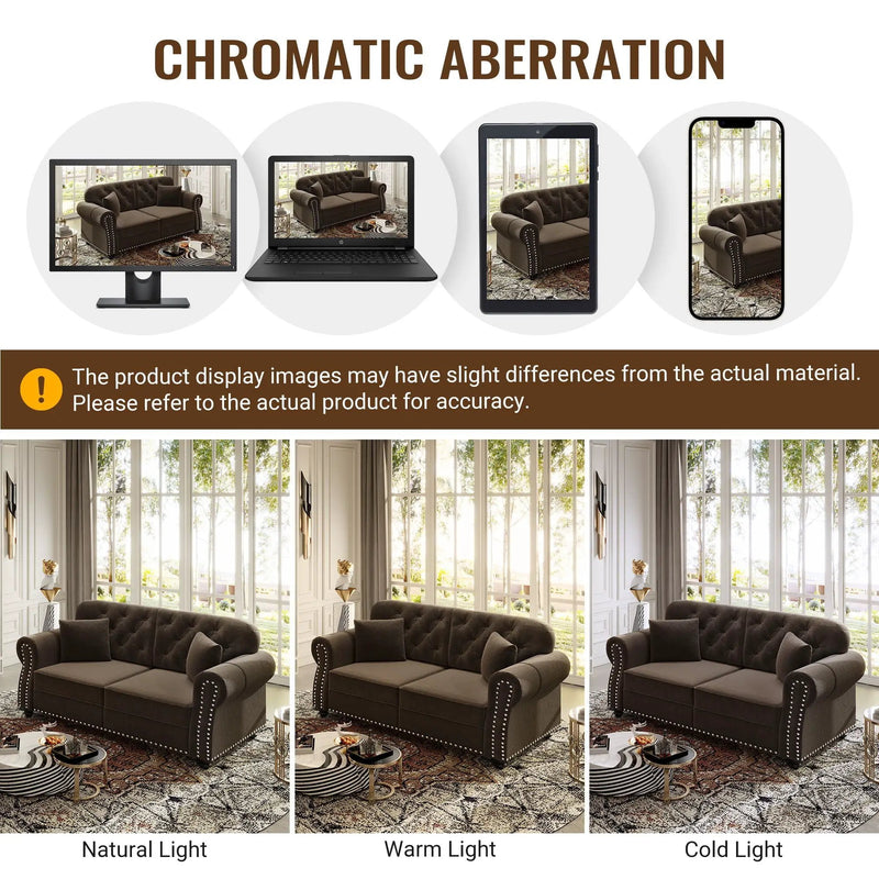 Sofa With Nailhead Trim And Rolled Armrests