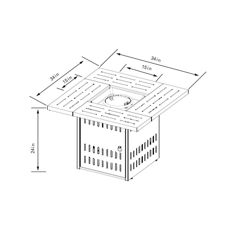 Propane Gas Fire Pit Table, 50000 Btu, Rectangular For Outside - Black by HouseOfZazla