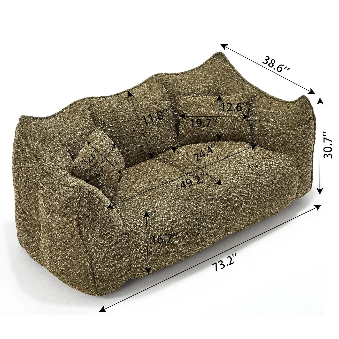 Comfortable Dual Beanbag Chair With High Resilience Foam Core For 2 People by Unique Piece Furniture