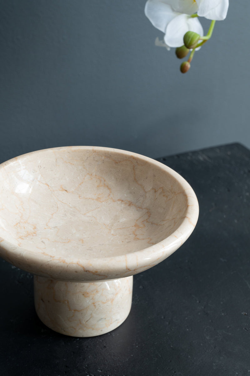 7x7x4" Round Marble Pedestal Fruit Bowl by HouseOfZazla