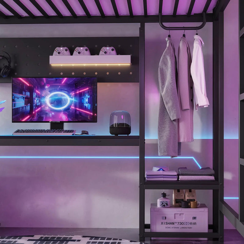 Queen Loft Bed with L-shaped Desk and USB Ports by HouseOfZazla