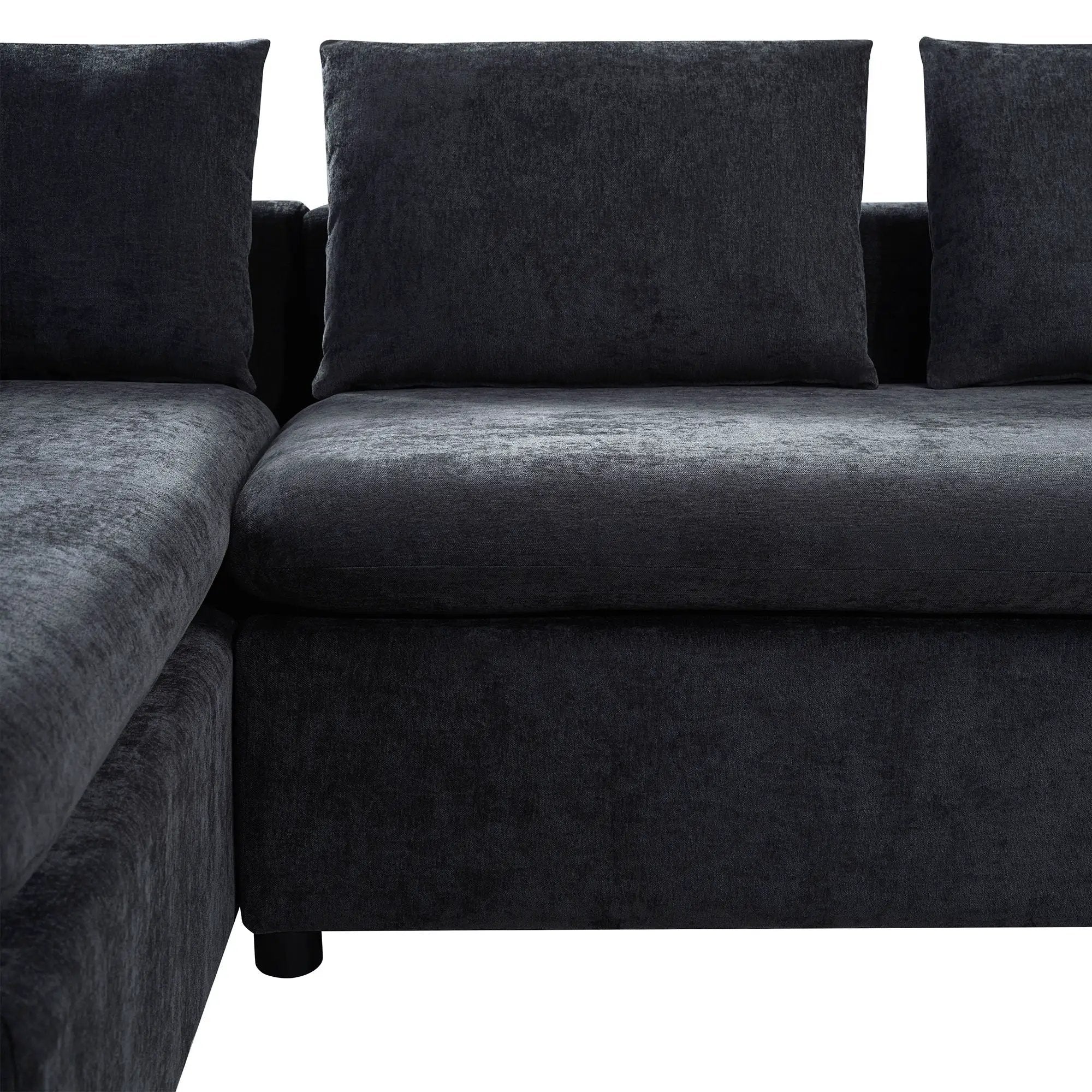 Modern L Shaped Sectional Sofa With Upholstery And Wooden Storage