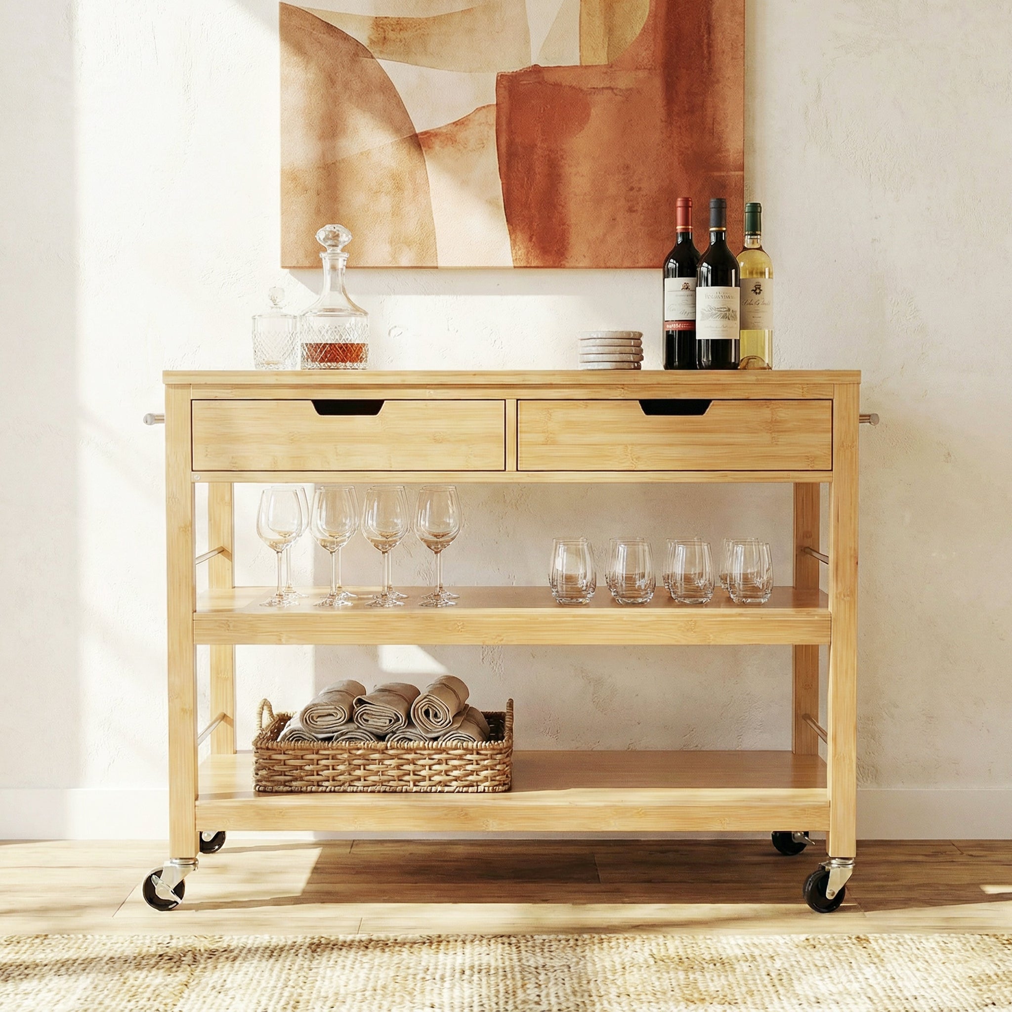 Indoor Multifunctional Bamboo Kitchen Cart by HouseOfZazla