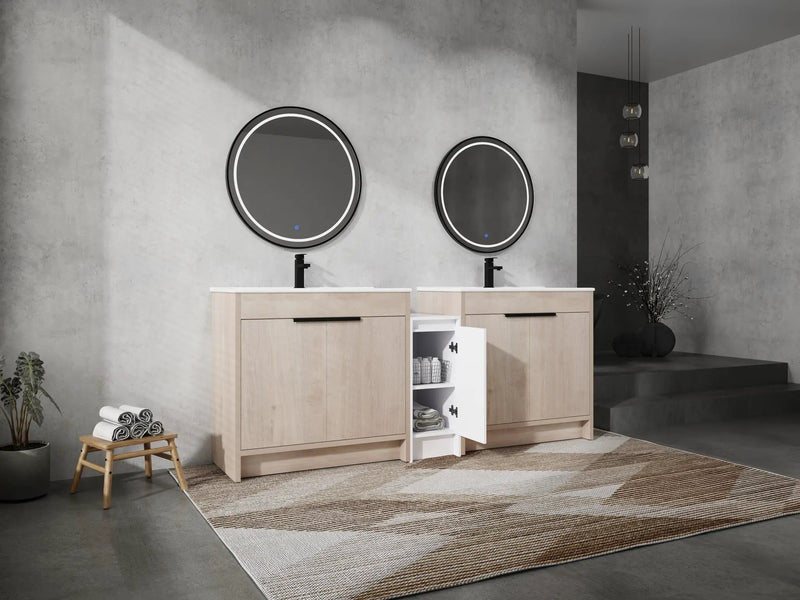 84 Inch Freestanding Bathroom Vanity with Ceramic Sink and Storage Cabinets by HouseOfZazla