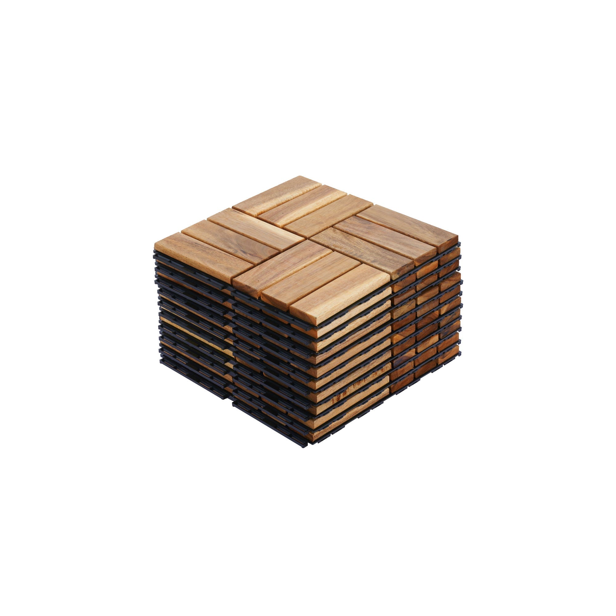 Interlocking Deck Tiles Checker Pattern, Square Acacia Hardwood Outdoor Flooring For Patio, Bancony, Pool Side by HouseOfZazla