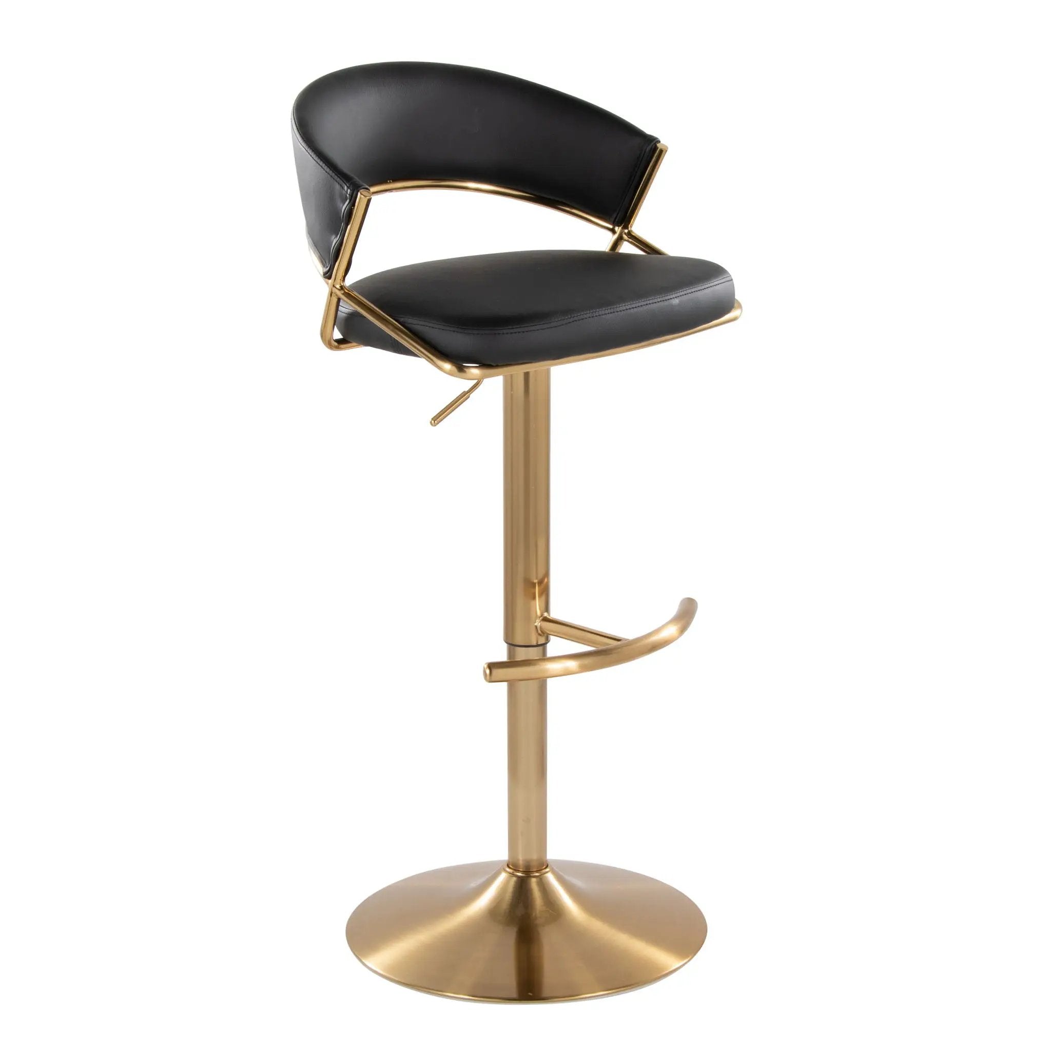 Jie - Contemporary Adjustable Barstool With Swivel With Rounded T Footrest (Set of 2) by Unique Piece Furniture