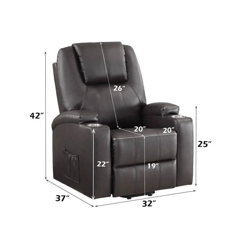 Brown Leather Recliner Aire w/Power Lift & Massage by HouseOfZazla
