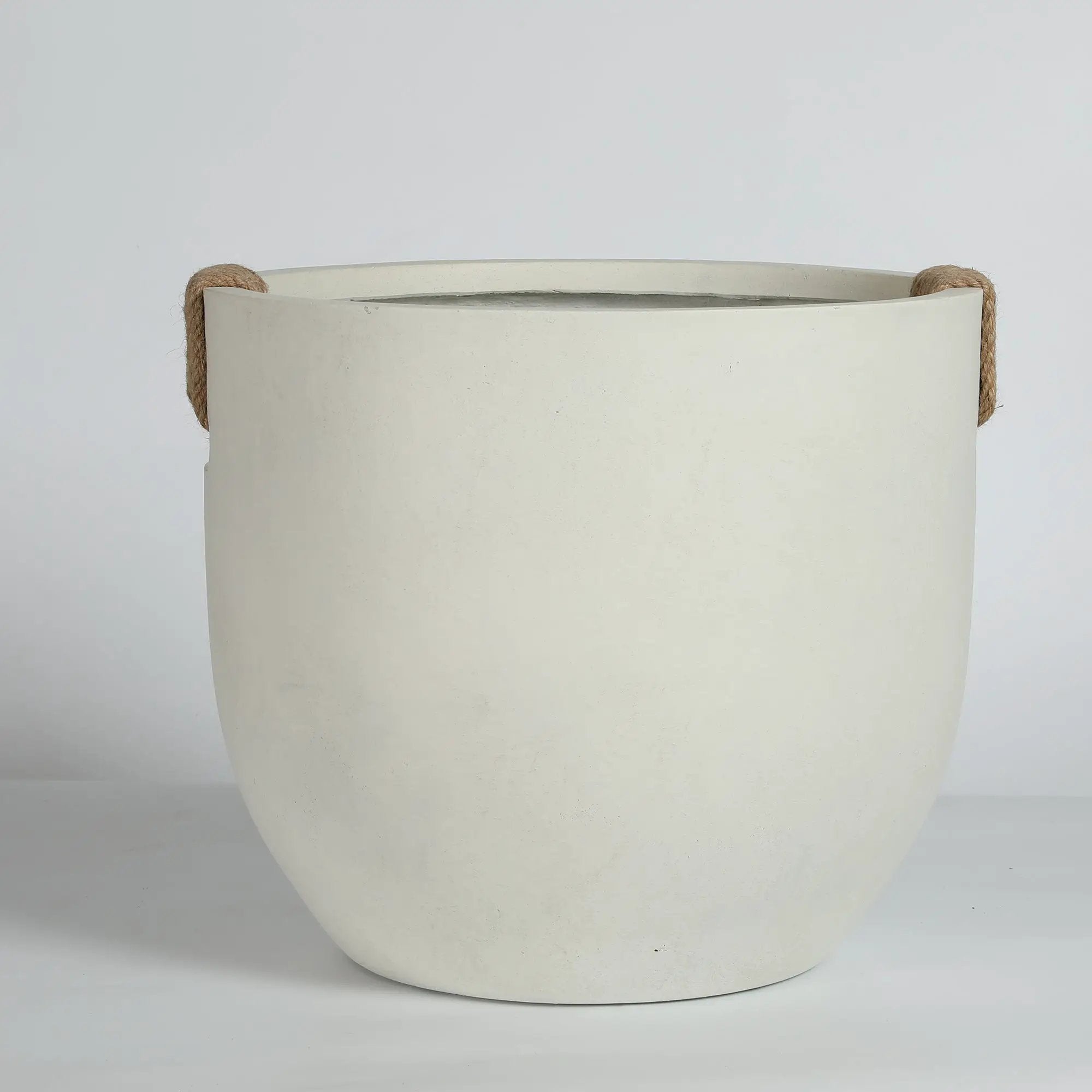Round Concrete Planter Set of 2, Large Handmade Off White Pots by HouseOfZazla