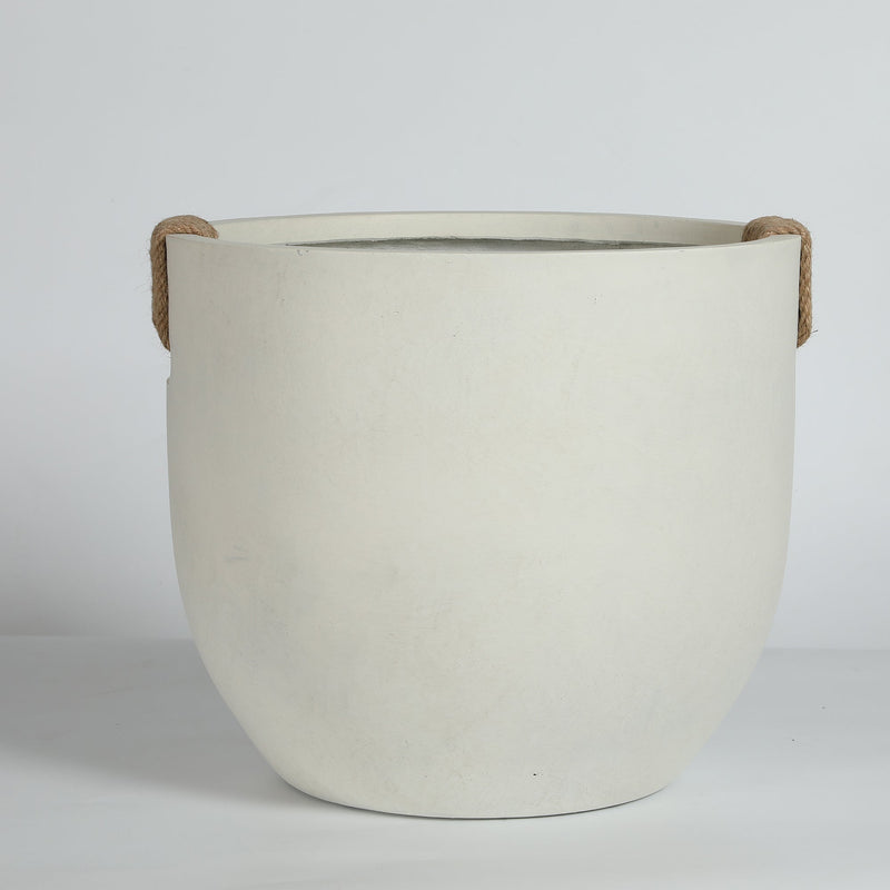 Round Concrete Planter Set of 2, Large Handmade Off White Pots by HouseOfZazla