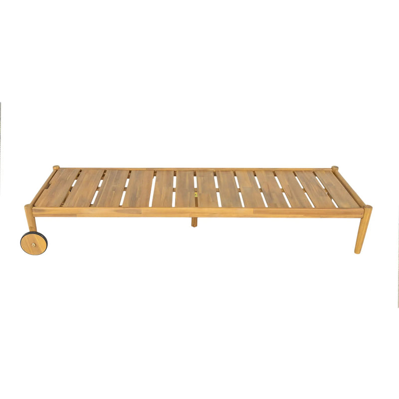 Riviera Outdoor Chaise Lounge with Wheels, Acacia Wood Frame (Set of 2) by HouseOfZazla