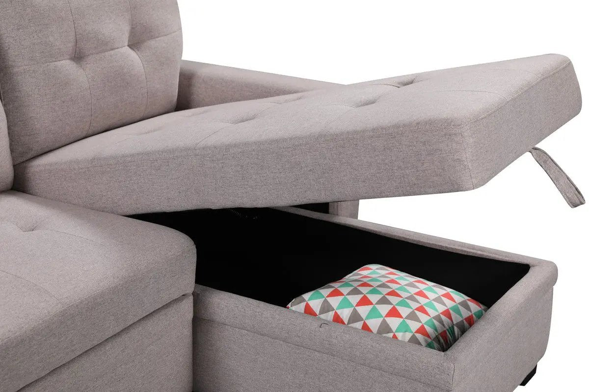 Ashlyn - Reversible Sleeper Sectional Sofa With Storage Chaise, USB Charging Ports And Pocket by HouseOfZazla