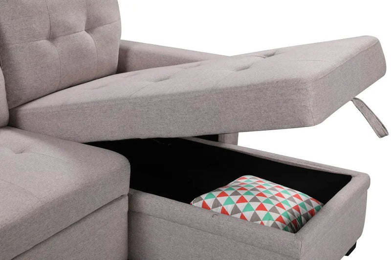 Ashlyn - Reversible Sleeper Sectional Sofa With Storage Chaise, USB Charging Ports And Pocket by HouseOfZazla