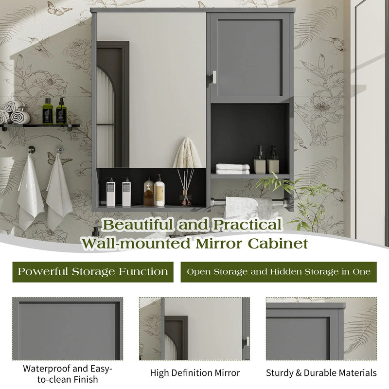 Modern Wall Mounted Bathroom Medicine Cabinet, Bathroom Wall Storage Cabinet With Mirror by HouseOfZazla