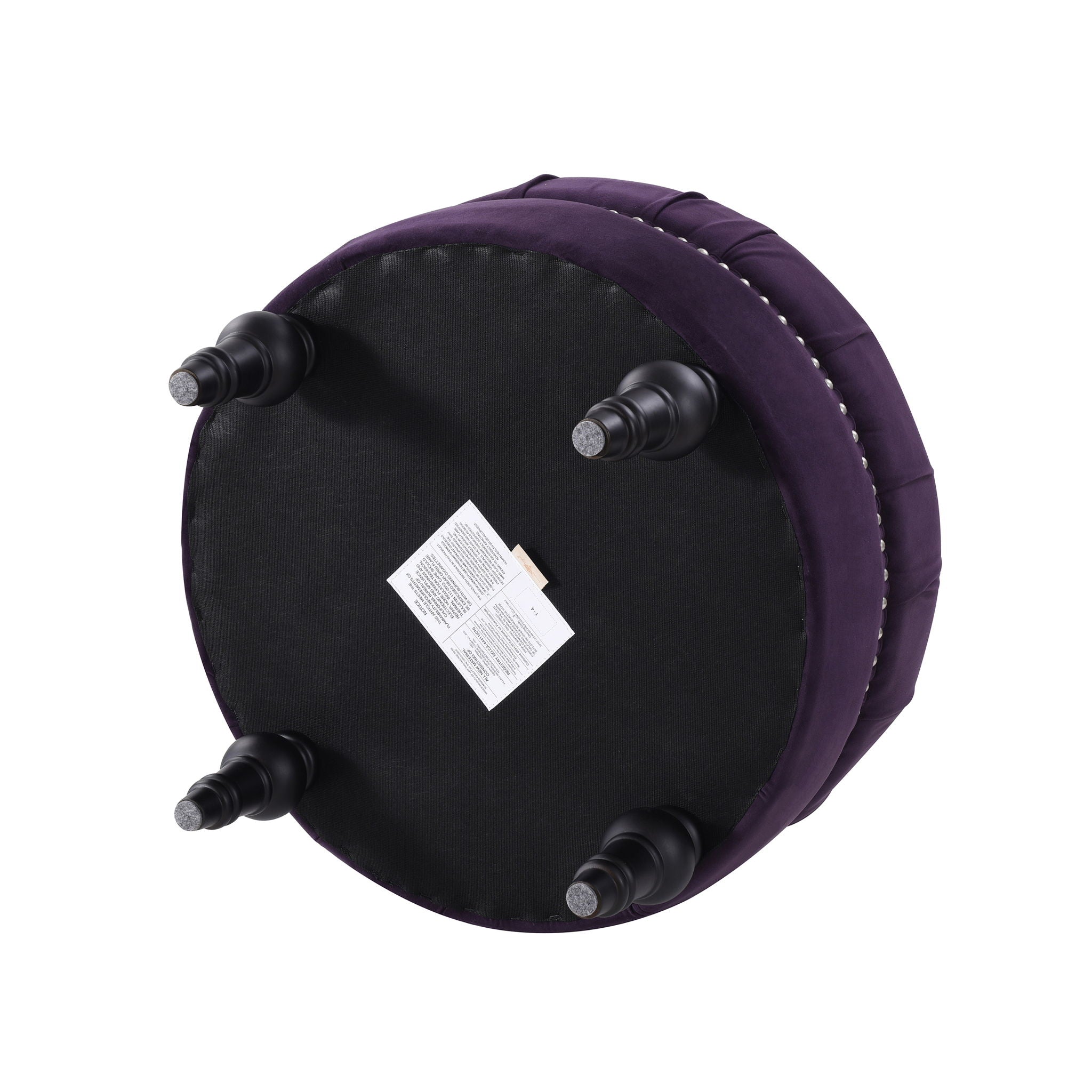 Dawn - Tufted Round Ottoman Nailhead Accents - Purple by HouseOfZazla