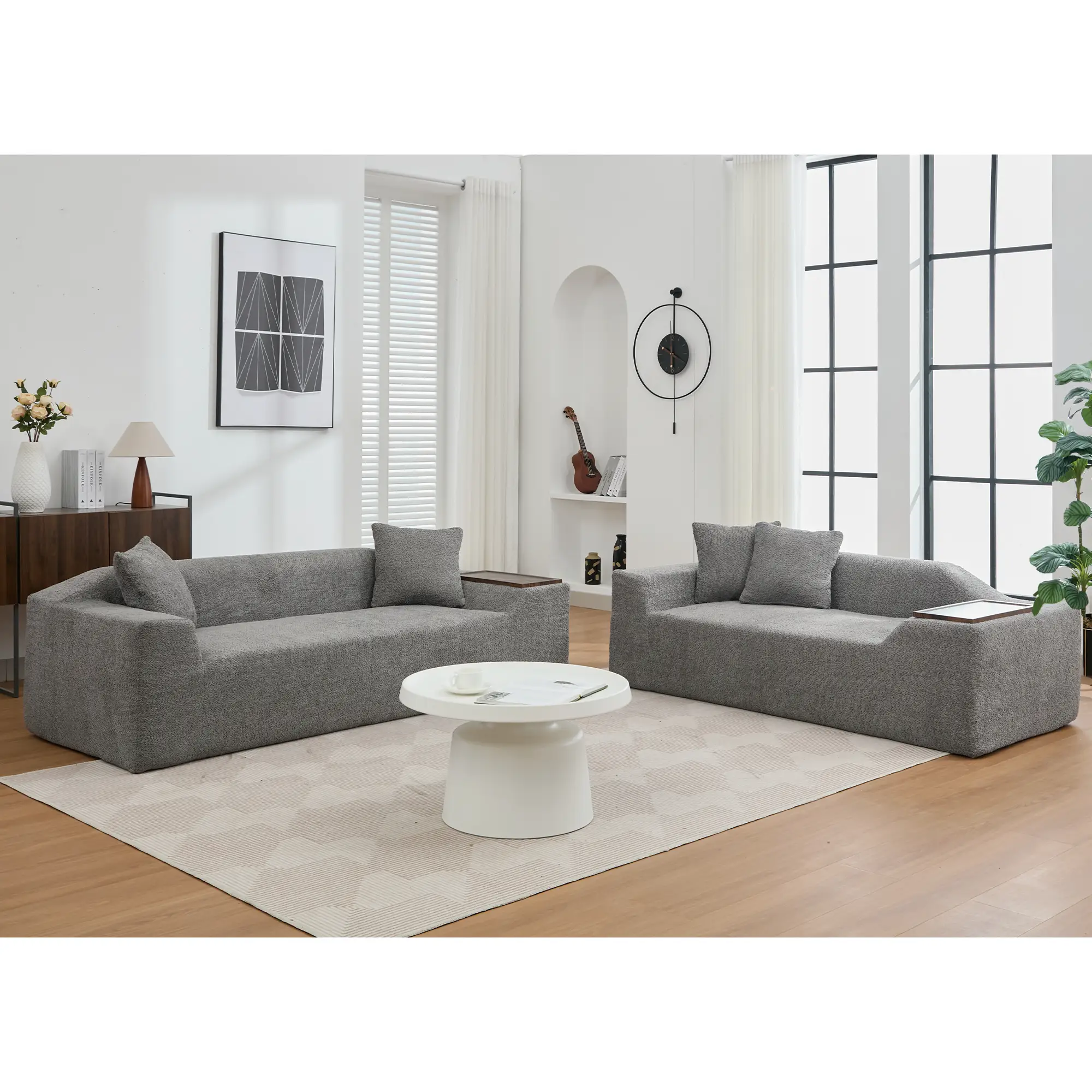 Modern 2 Piece Boucle Cloud Sofa Set by HouseOfZazla