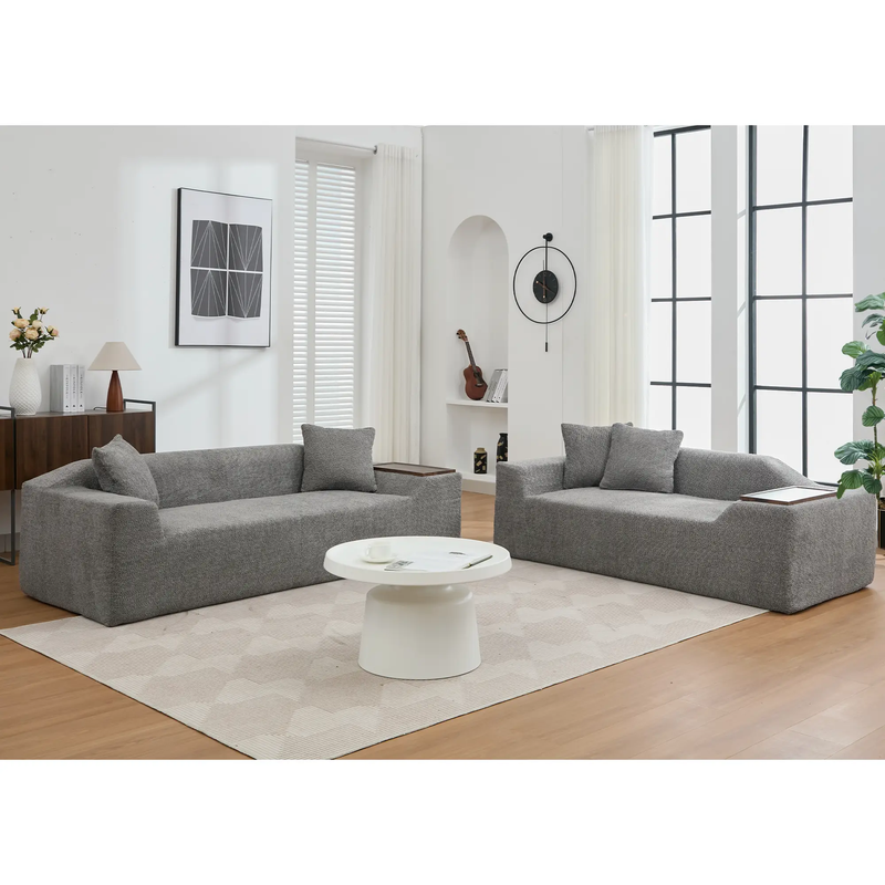 Modern 2 Piece Boucle Cloud Sofa Set by HouseOfZazla