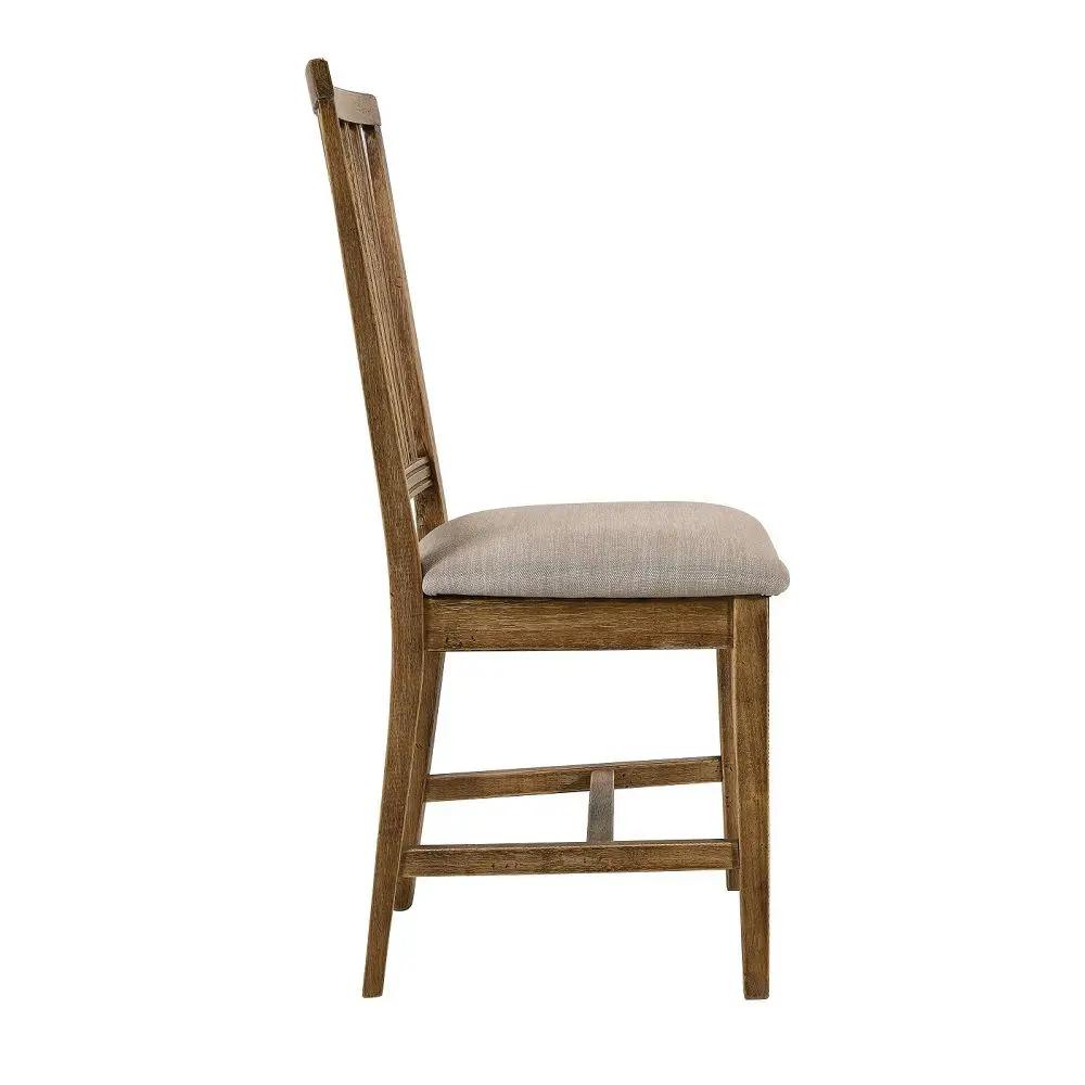 Wallace II - Side Chair (Set of 2) - Tan Linen & Weathered Oak by Unique Piece Furniture