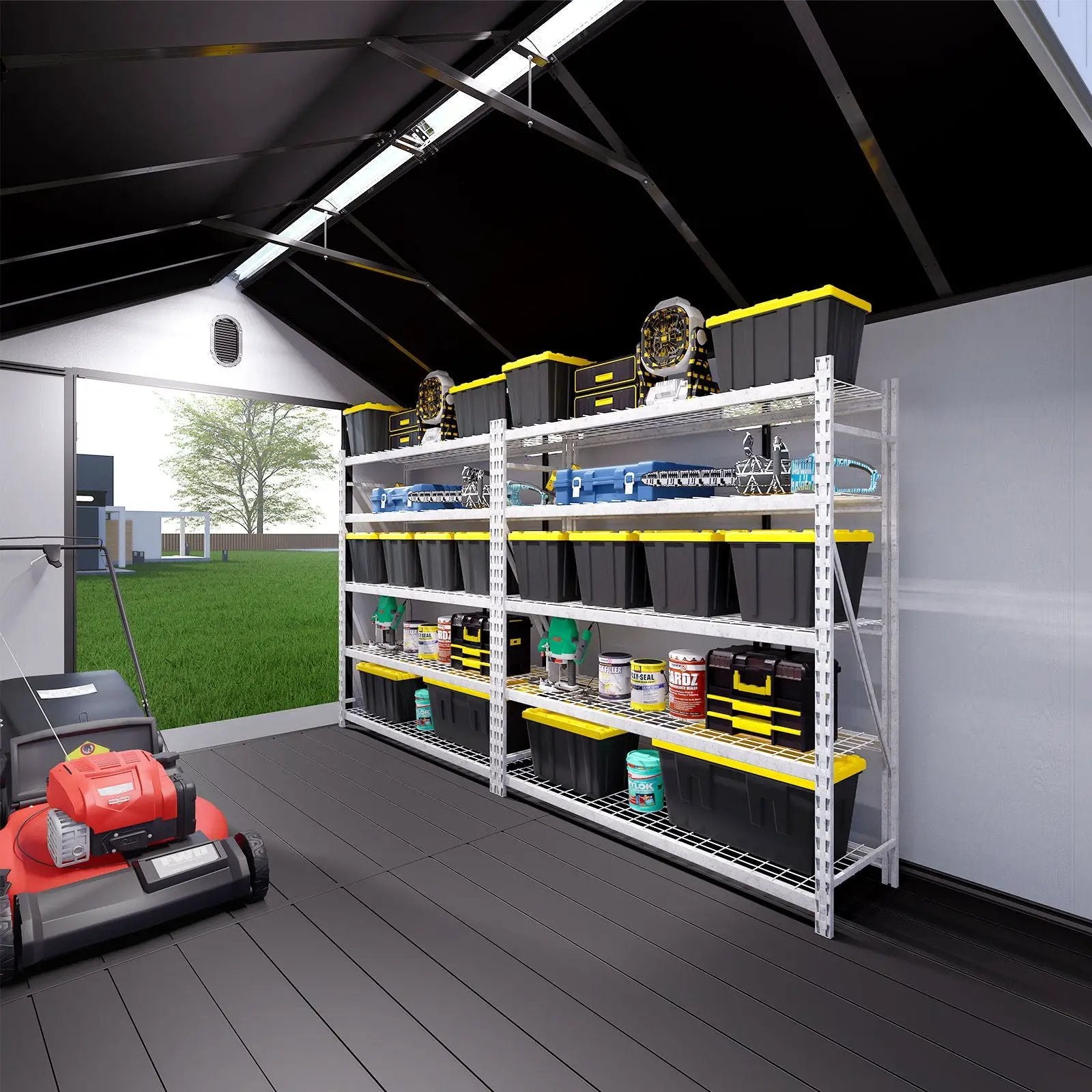 8 Ft. W X 12 Ft. D Plastic Storage Shed With Floor - Black / Gray by HouseOfZazla