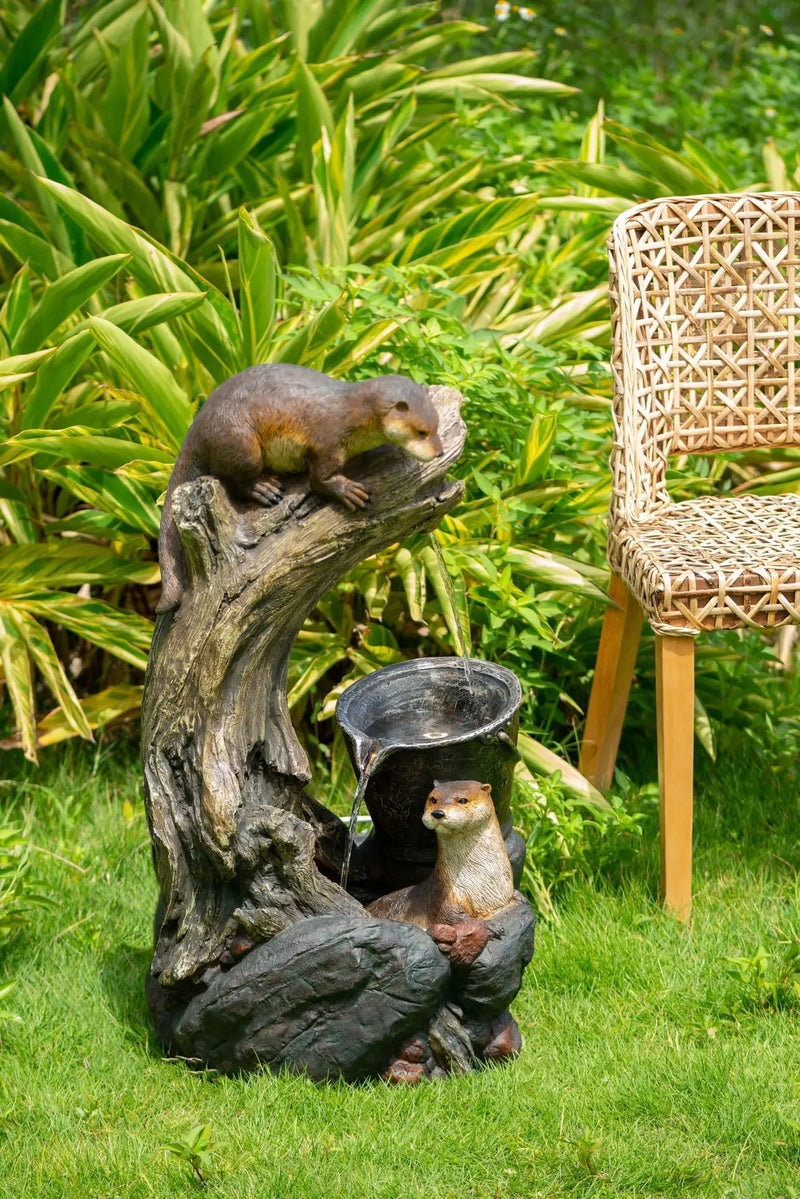 Decorative Water Foutain With Otter Design, With Light And Pump, For Indoor And Outdoor - Brown by HouseOfZazla