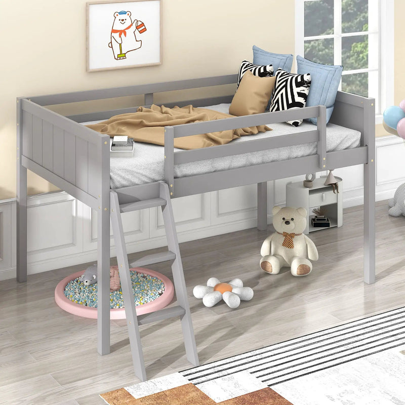 Low Loft Bed With Adjustable Ladder by Unique Piece Furniture