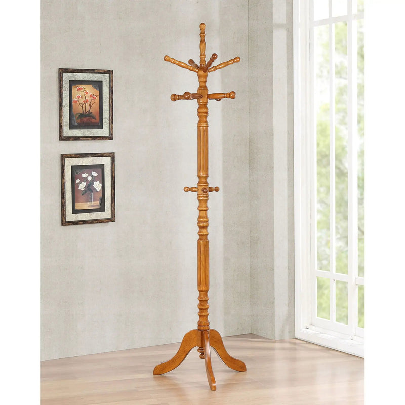 Cosman - 11 Hook Freestanding Coat Rack With Hanger - Brown by HouseOfZazla