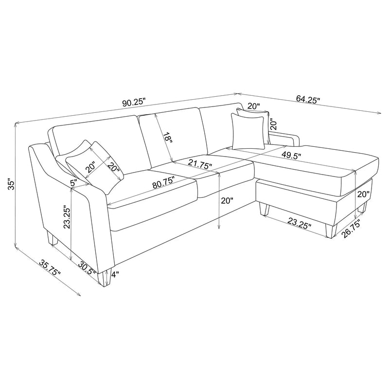 Isla - L-Shaped Sectional Sofa With Pillows - Beige by HouseOfZazla
