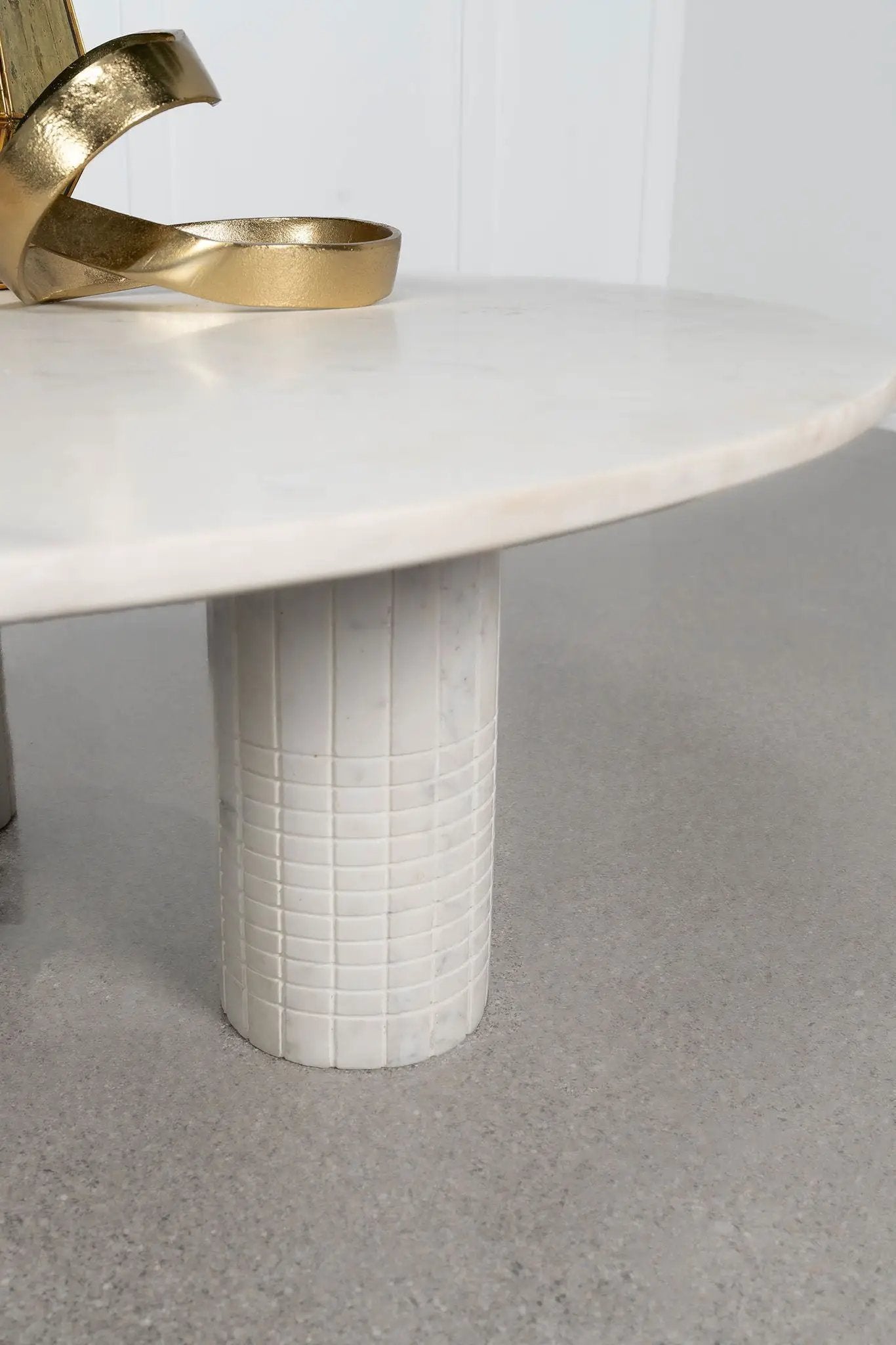 Astoria Round Genuine Marble Coffee Table White by Unique Piece Furniture