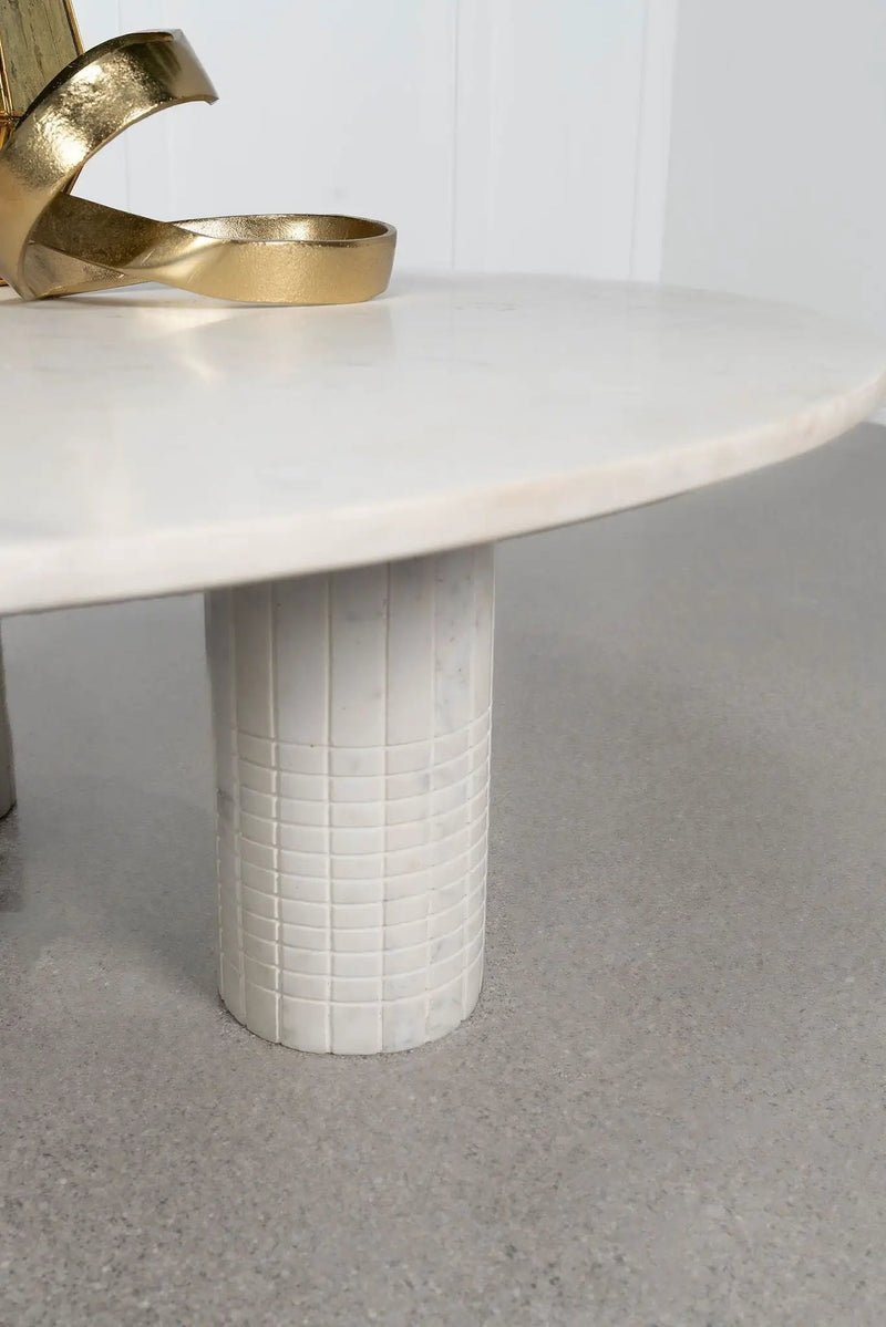 Astoria Round Genuine Marble Coffee Table White by Unique Piece Furniture