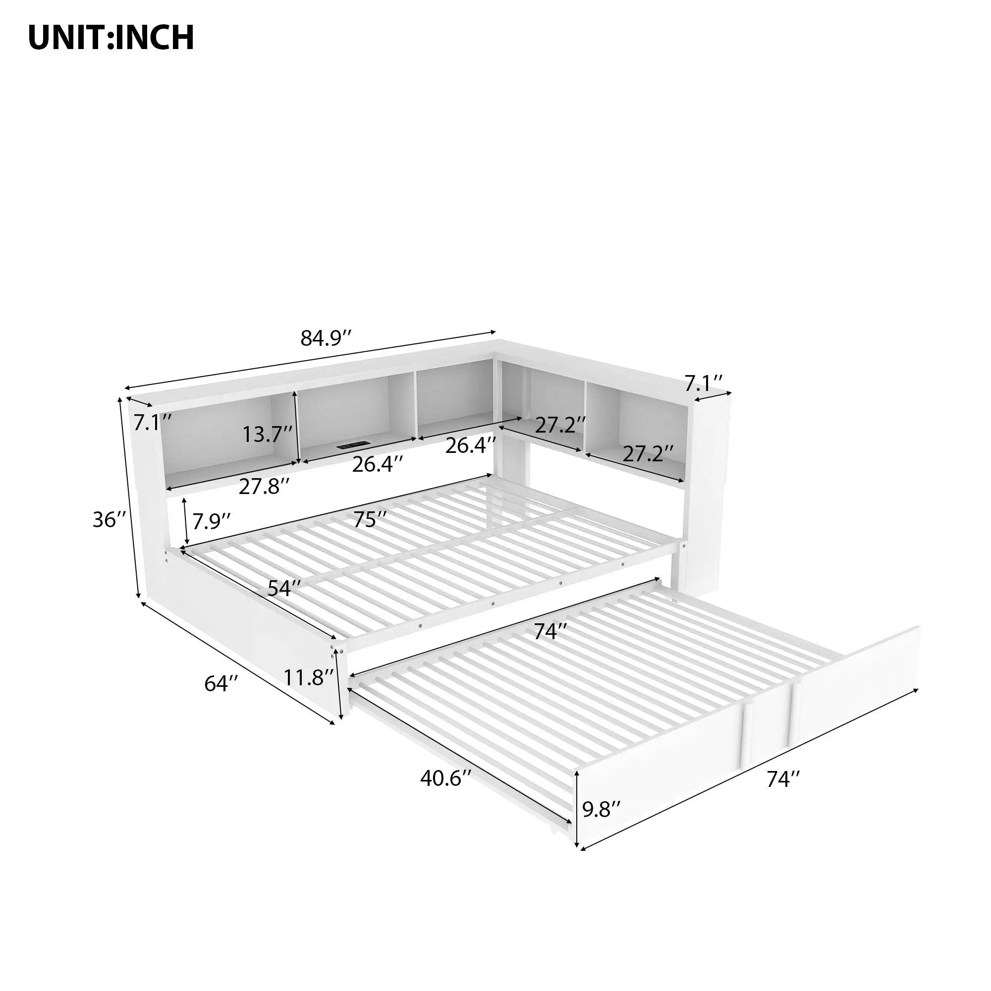 Daybed With Trundle, Storage Cabinets And USB Ports by HouseOfZazla