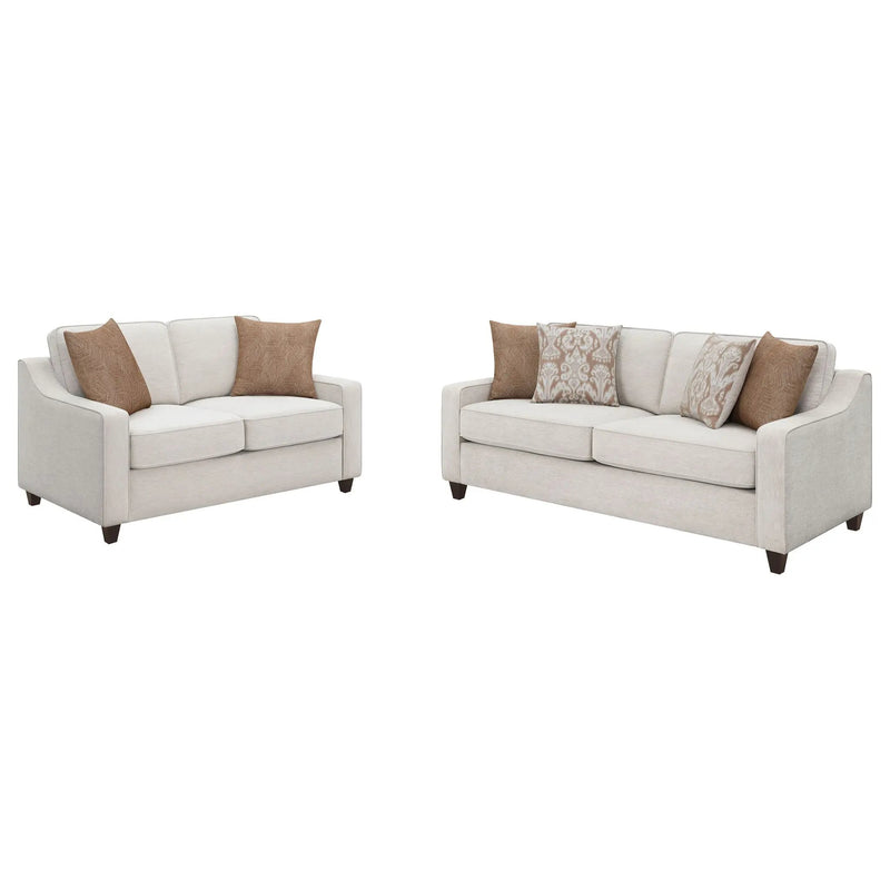 Christine 2-piece Upholstered Sloped Arm Sofa Set Beige by Unique Piece Furniture