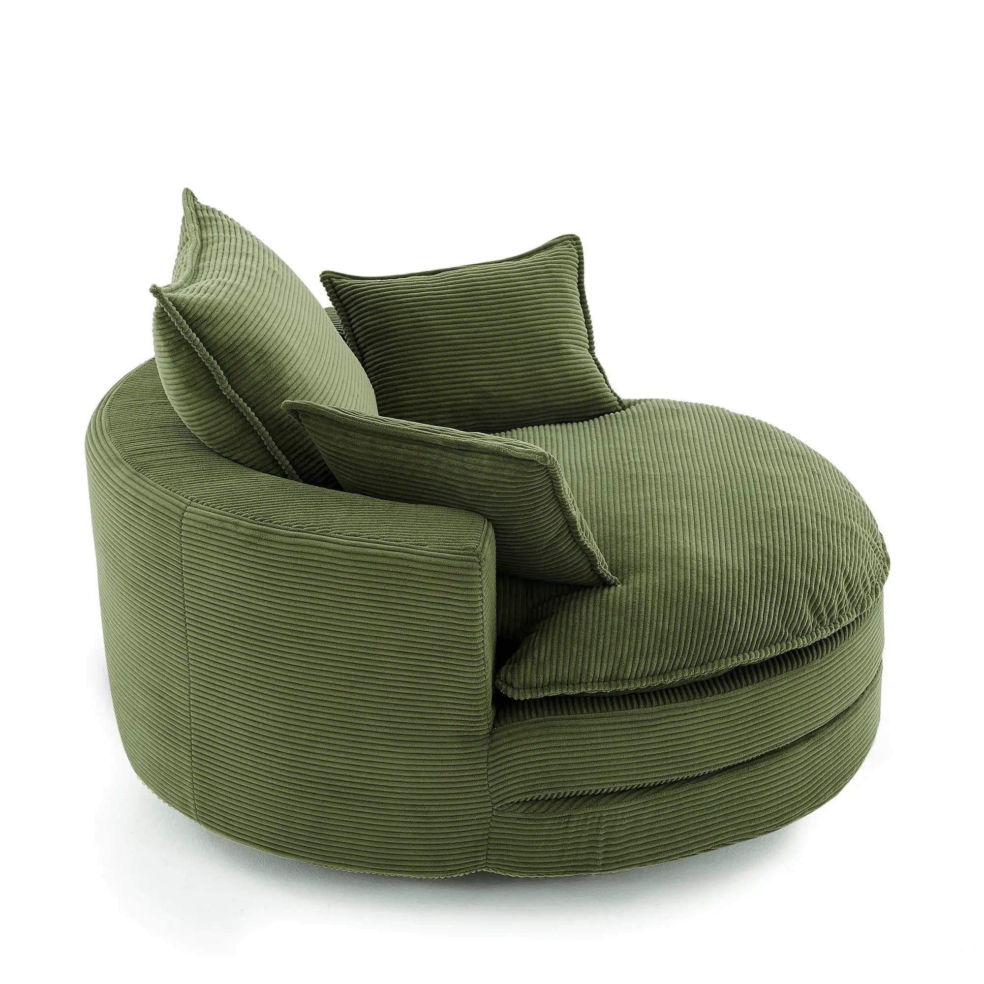 360° Swivel Accent Barrel Chair With Dual Layer Cushion And 3 Removable Pillows by HouseOfZazla