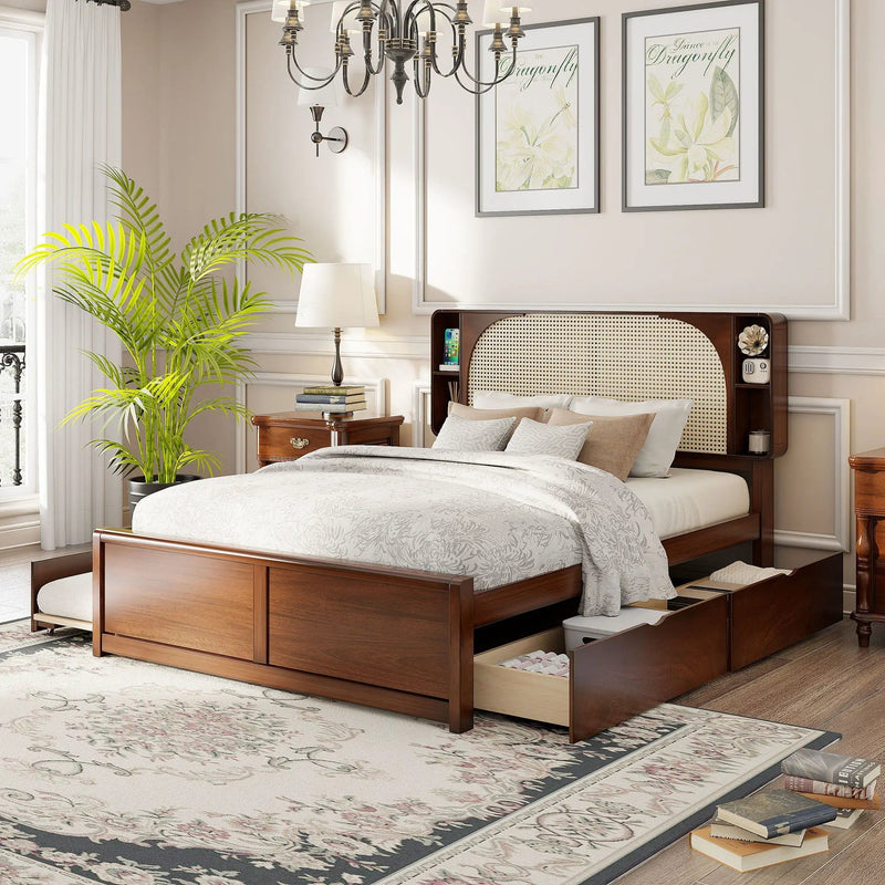Headboard Bed With 2 Drawers And Trundle by HouseOfZazla