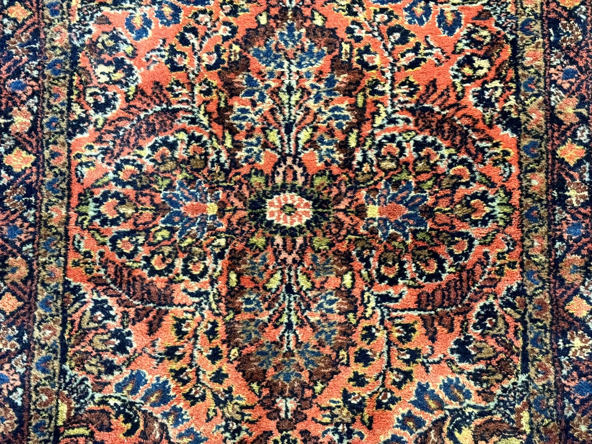 Antique Persian Lilihan Rug 2x4, Red, Floral, Wool, Handmade Lilian Persian Carpet by Jewel Rugs