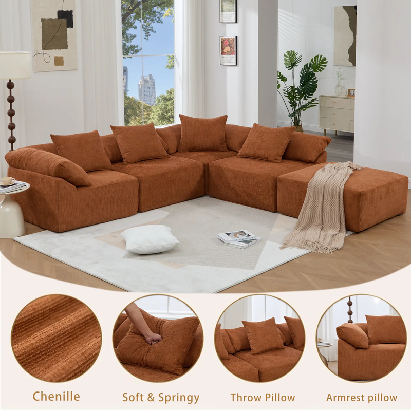 142" L Shaped Modular Sectional Sofa by HouseOfZazla
