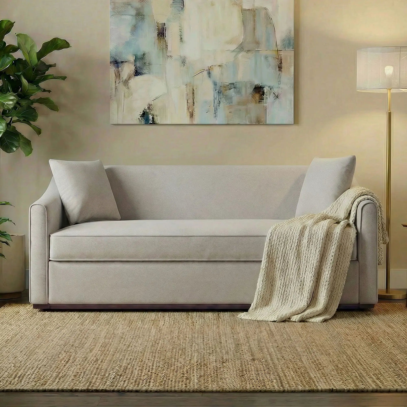 3 Seater Sofa With Wrap Around Armrests And Throw Pillows by HouseOfZazla