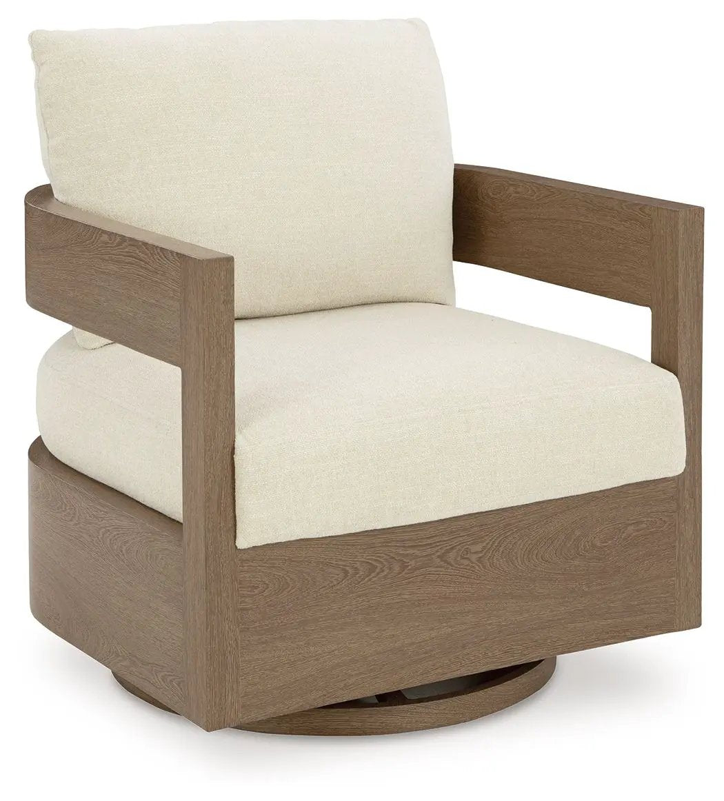Serene Bay - Swivel Glider Chair With Cushion - Dark Brown / White by Unique Piece Furniture