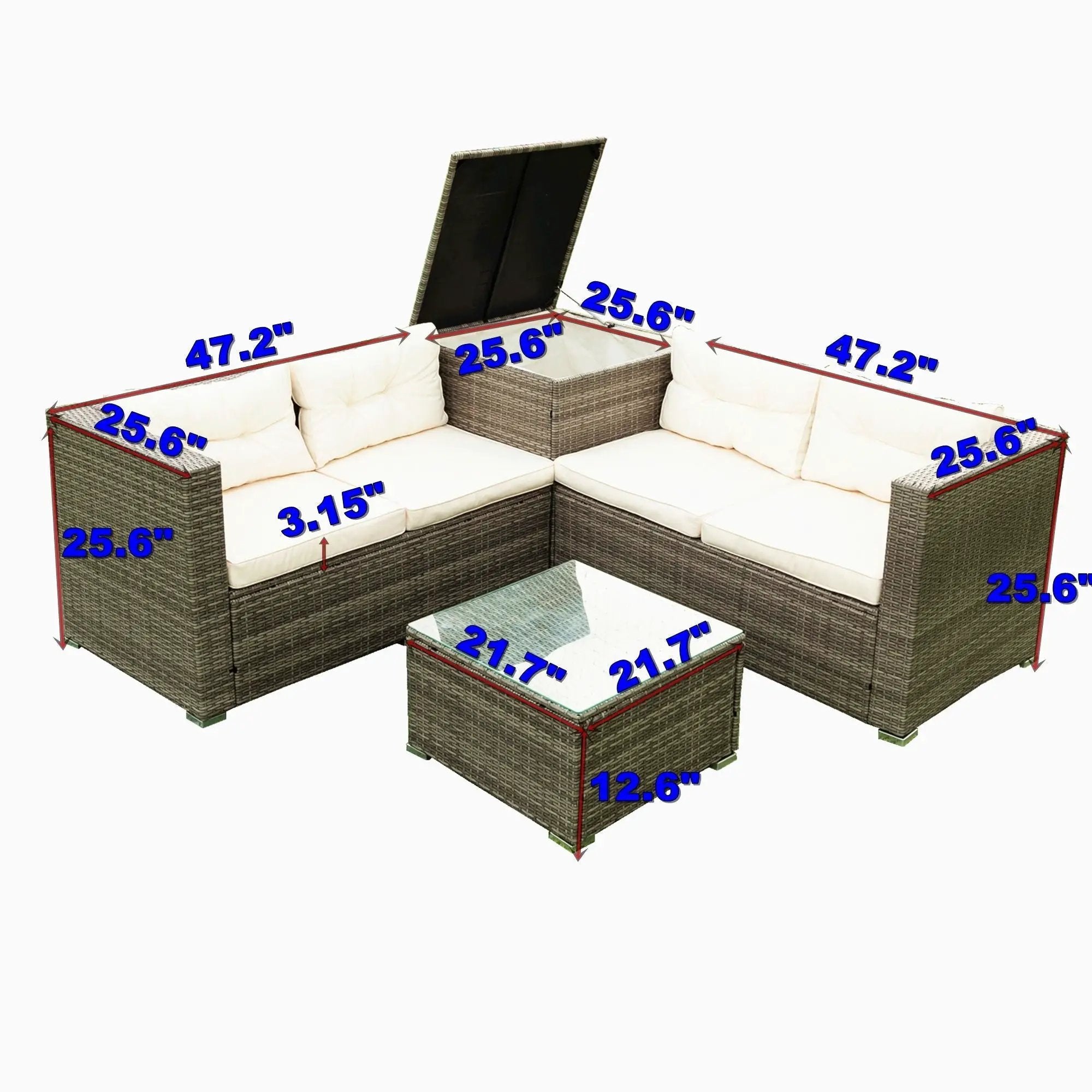 4 Piece Patio Sectional Wicker Rattan Outdoor Furniture Sofa Set With Storage Box by HouseOfZazla
