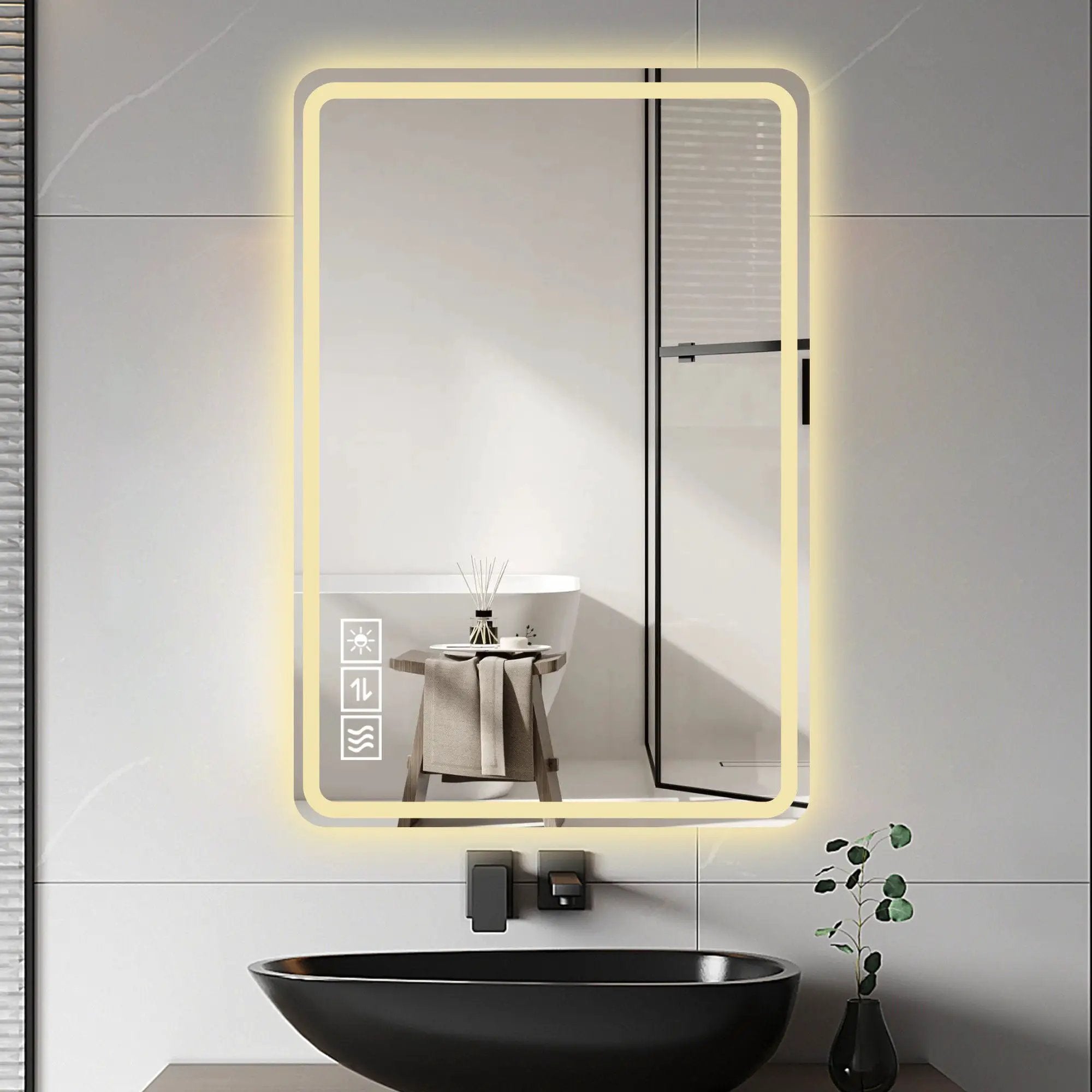 LED Bathroom Mirror Vanity Mirrors With Front Lights Wall Mounted Anti-Fog Frameless Make Up Mirror With Light Copper Free Silver Mirror Horizontal Or Vertical - Silver by HouseOfZazla