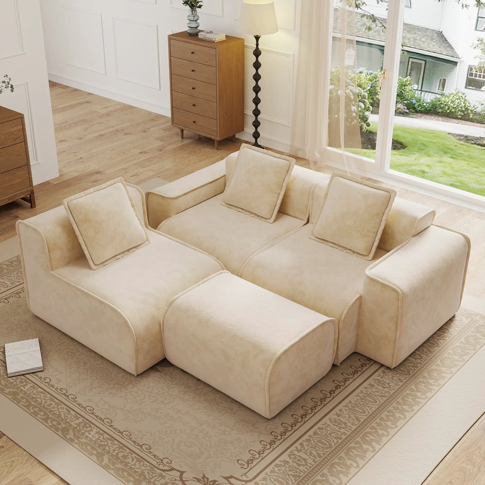 Streamlined Design Modular 3 Seat L Shape Sectional Sofa by HouseOfZazla