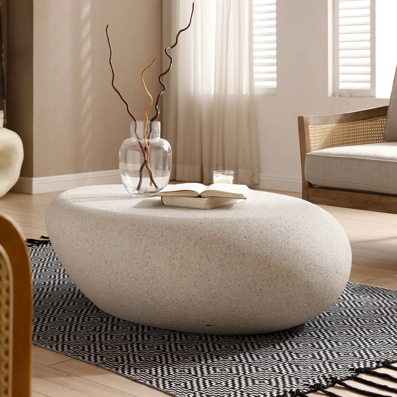 43.31'' Fiberglass Elliptical Coffee Table for Living Room by HouseOfZazla
